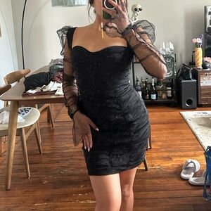 Mesh sleeve dress
